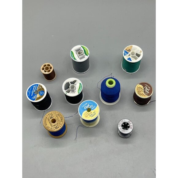 10 spools of polyester thread varying colors blue green and sizes crafts READ - Picture 2 of 6
